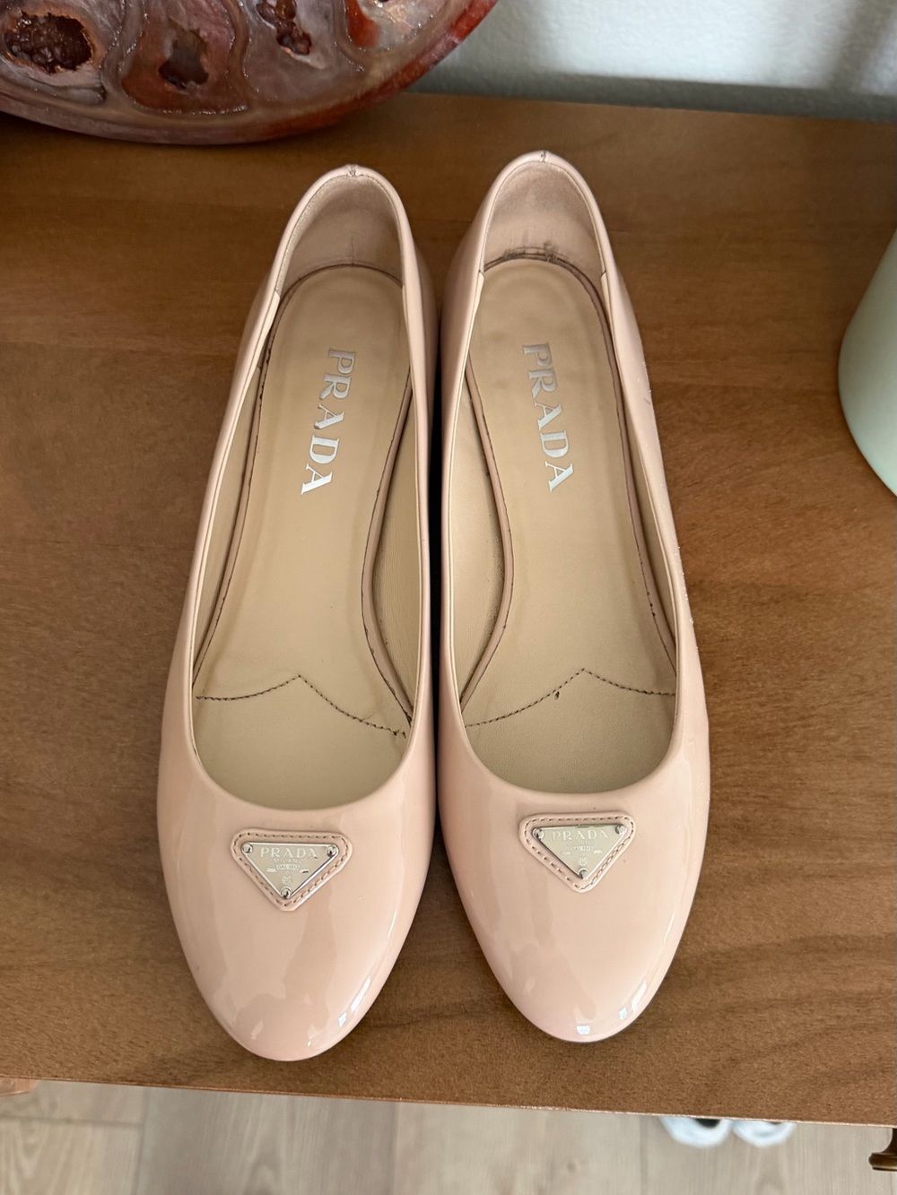 Prada Pale Pink Patent Leather Ballet Flats